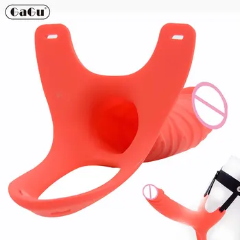 GaGu Duté Dildo Kalhoty Penis Rukáv Extender Zvětšovací přístroj umělé penisy Harness pro Muže Popruh na Realistický Pás Sexuální Hračky pro Gay
