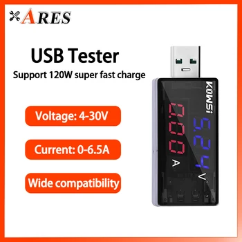 USB Měřič Proudu Napětí Měřič Kapacity Baterie, Rychlost Nabíjení Sledovat Mobilní Napájení Detektoru Podporu 120W Super Rychlé Nabíjení