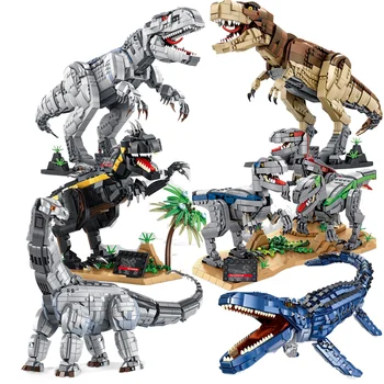 Jurský Park Indominus Rex Dinosaurů, Světa Stavební Kameny Mosasauridae T-Rex Dragon Model, Cihly, Děti, Hračky, Narozeniny, Dárky Pro Kluky