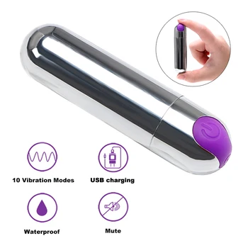 10 Speed USB Dobíjecí Mini Bullet Vibrátor G-spot Masér Silné Vibrace Vodotěsné Sexuální Hračky pro Ženy