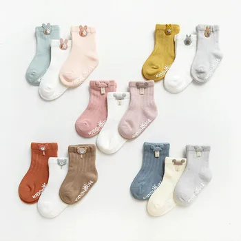 3 párů/dětské non-slip ponožky, ponožky s klip grip, kreslené dětské ponožky, vhodné pro 0-5 roky staré dítě