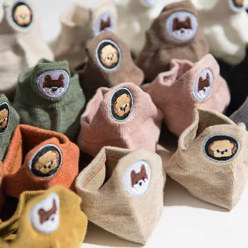 Letní Pata Psa Loď Ponožky Vyšívané Osobnost Ženy In Korea Japonské Candy Barva Roztomilé Harajuku Vtipné Posádky Ponožky Punčochy