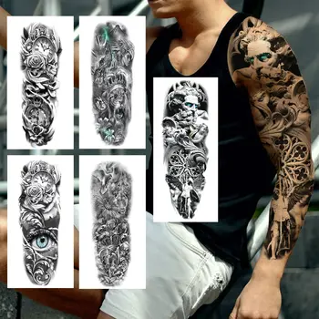3D Kristus Anděl Dočasné Tetování Rukáv Muži, Ženy, Realistické Lev Compass Rose Oční Falešné Tetování Paže Velké Tetování Nálepka