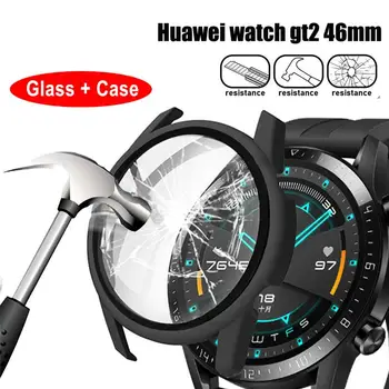 Matné Pouzdro Pro Huawei watch GT2 46mm Full Cover Screen protector PC Rám Nárazníku s Tvrzené Sklo pro Huawei GT 2