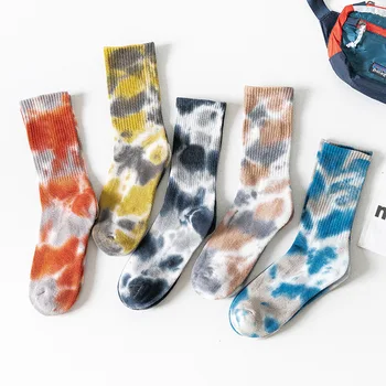 Nové tie-barvivo mid-tube dámské ponožky zahraniční obchod výbuchu pár příliv ponožky ins ulici osobnosti hip-hop, skateboard ponožky