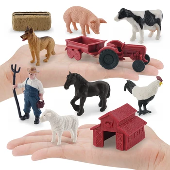 Simulace Života na Farmě Scény Hračky Traktor S Hospodářských Zvířat, Farmář Figurka Na Farmě Playset Model Čísla pro Batolata