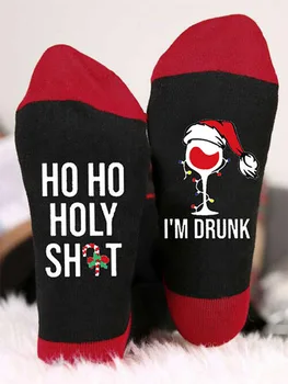 3 Páry Novinkou Bavlněné Ponožky Ho Ho jsem Opilá, Ponožky Měkké Unisex Ponožky Vtipné Vánoční Dárky pro Muže, Ženy, Hráči Casual Crew Socks