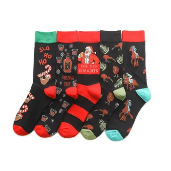 2022 nové Vánoční ponožky Santa elk pánské ponožky bavlněné ležérní dlouhé ponožky pro dospělé