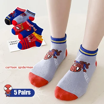 5 Párů Děti Ponožky Marvel Spiderman cartoon anime bavlna Chlapci tube ponožky dětské Letní Podzimní zimní ponožky krátké dětské ponožky