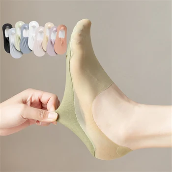 Dámské Ponožky Přezůvky Nový Ice Hedvábí Plná Barva Mělké v Ústech Ok Ponožky Neviditelné Ultra Tenké Prodyšné Ponožky Pro Ženy, Non-slip