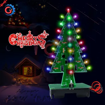 3D Vánoční Strom 7 Barevné LED Světlo, Blesk LED, Obvod, Vánoční Stromky, LED Vánoční Dekorace DIY Kit, USB Kabel Pomocí baterie