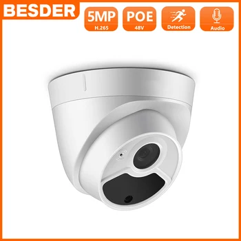 BESDER Full HD 5MP 3MP Bezpečnostní Kamery P2P Vnitřní Dome IP Kamera Audio S Mikrofonem 48V PoE P2P E-mail Detekce Pohybu XMEye