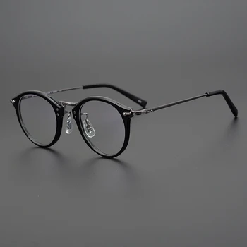 Japonské Ručně Vyráběné Kulaté Brýle Krátkozrakost Brýle Rám Muži Čtení Brýle Ženy Optické Titanium Ultralight Gafas