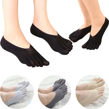 Pět Toe Kotníkové Ponožky Módní Ženy Bavlněné Krajky Protiskluzové Neviditelné Low Cut Ponožky Letní Tenké Neviditelnost Non Slip Ponožky