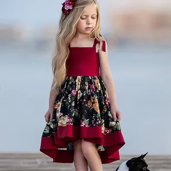 EACHIN Dívky Šaty Vintage Květinové Tisk s hlubokým Výstřihem Letní Šaty Princezna Šaty Nepravidelné-Line Děti Oblečení Velikosti 1-10R