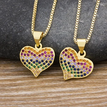 AIBEF CZ Crystal Přívěsek Náhrdelník Ženy, Zlaté Barvy Korálků Romantické Srdce Streetwear Řetěz Náhrdelníky Šperky Pro Den svatého Valentýna