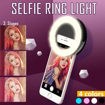 LED Selfie Prsten Světla, 3 Úrovně Nastavení Režimy Osvětlení S USB Charge Vyplnit Světlo Selfie Lampa Mobilní Telefon Fotografie Noční Světlo