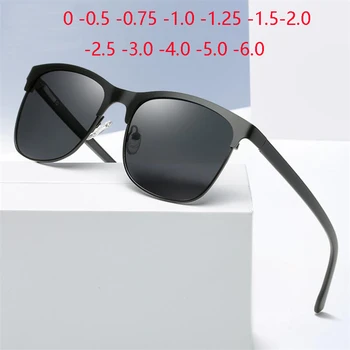 Anti-glare TR90 Minus kontaktní Čočky sluneční Brýle Muži Polarizované Kovový UV400 Řidičské Brýle 0 -0.5 -0.75 -1,0 Až -6.0