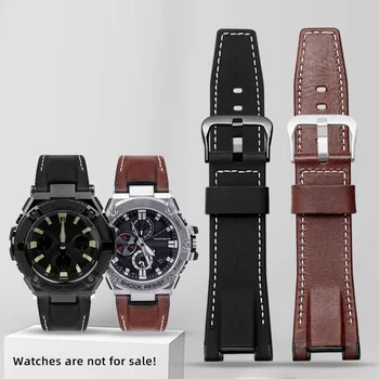Originální kožený náramek Pro Casio GST-B100/S130/W300GL/400G/W330 GST-W120L/S120/W130L/S100/S110 hodinky popruh pánské watchband 26mm