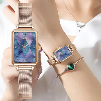 Luxusní Dámské Nerezové Ocelové Pletivo Hodinky Módní Dámské Quartz Diamond Elegantní Náramkové Hodinky Žena Náramek Hodinky Reloj Mujer Hodiny