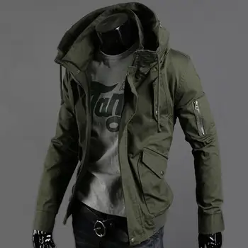 Bunda Muži Mládeže Zimní Kabát, Zelený s Kapucí, Vnější Oblečení 5XL