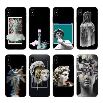 Roman socha glitch art Medusa Vaporwave Telefon Kryt Pro Iphone 4 5S SE 6 6s 7 8 Plus XS XR MAX Funda Coque Případě Příjemného silikonu