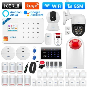 KERUI W181 WI-fi GSM Alarm Domácí Alarm Kit Systém Podpory Alexa Inteligentní Život Čidlo Pohybu Detektor, Senzor otevření Dveří Siréna IP Kamera
