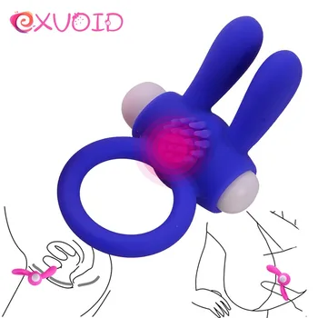 EXVOID Elastické Králičí Penis, Vibrátor, Kroužek Zpoždění Ejacualtion Sexuální Hračky pro Muže, Silikonové Penis Vibrační Kroužek Stimulovat Klitoris