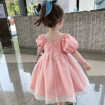 Holky Dresss Trapless Prsu-Zabalené Ok Víla Princezna Šaty 2021 Letní Nové Evropské Americký dětské Oblečení Pro Dívky