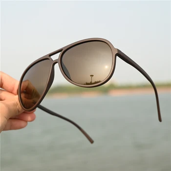 Vazrobe Nadrozměrných Letecké sluneční Brýle Polarizované Muž TR90 Sluneční Brýle pro Muže Černá Jarní Závěs Polaroid Ultralight UV400