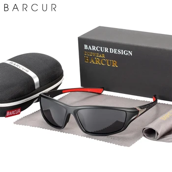 BARCUR Sport TR90 Materiál Rám sluneční Brýle Muži Polarizované Obdélník Ultralight Oko Sport Cicling Brýle UV400 Ochranu