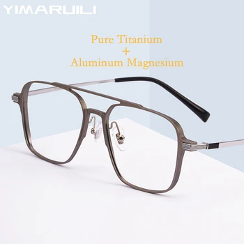 YIMARUILI Ultralight Retro Dvojitý Paprsek, Brýle, Rám Ženy Módní Čistý Titan Předpis Optické Brýle Rám Muži L5053