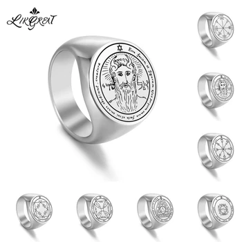 Slunce Solomon Prsteny pro Muže Magické Runy Jednoduchý Design Kompas Prsten z Nerezové Oceli, Pohanský Amulet pro Ženy, Muže, Pár, Šperky