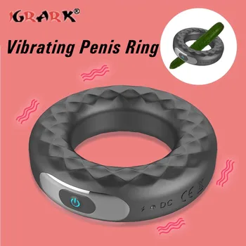 Vibrační Penis Ring Silicone Cockring Vibrátor Sexuální Hračky pro Muže Dospělé USB Nabíjecí Zpoždění Ejakulace 10 Frekvence pojistný Kroužek
