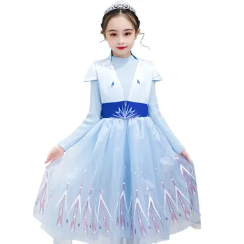 Dětské Nové Elsa Oblečení Holčička Princezna Narozeniny Fantazie Oblečení Dětské Podzimní a Zimní Taneční Pletené Oblečení