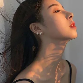 Korean Korean Lesklé Crystal Náušnice Dráp Ušní Háček, Klip Náušnice pro Ženy, Zlatá Barva Ucho Náušnice Módní Šperky Dívka Dárek