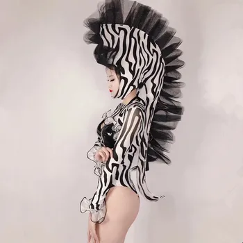 Ženy Zebra Roli Hraje Cosplay Kostým Sexy Hollow Out Kožené Bikiny Kombinézu Čelenka Outfit, Baru, Klubu, Festivalu Oblečení