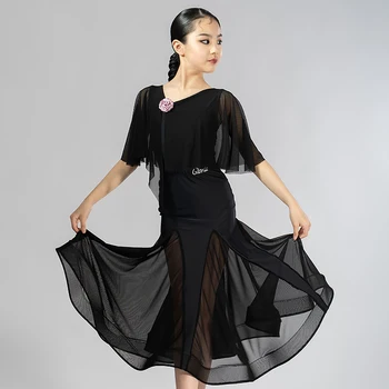 Ok Společenský Tanec Oblečení Dívky Jevištní Výkon Kostým Black Waltz Oblečení Tango Taneční Oblečení Moderní Dancewear DL9642