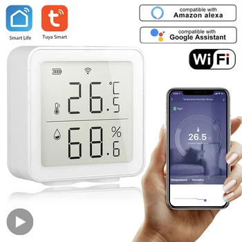 Tuya WiFi Smart Home Život Pro Alexa Google Assistant Vlhkosti A Teploty Snímače Smartlife Vlhkoměr Teploměr Připojen