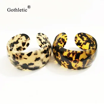 Gothletic 35MM Široký Želvoviny Akrylové Náramek Leopard Tisk Pryskyřice Manžetové Náramky A Náramky pro Ženy Módní Šperky 2019 NOVÉ